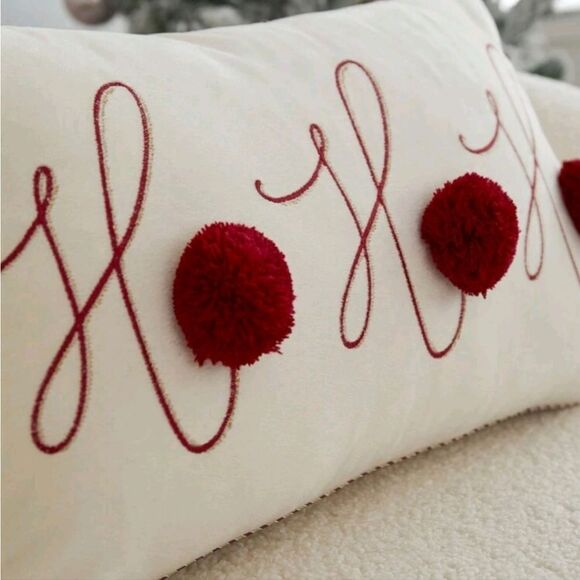 Ho Ho Ho Pom Pom Pillow Cover - Picture 8 of 9